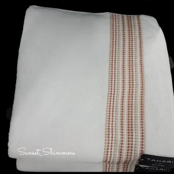 X6 Fall TAHARI Pumpkin Rust Tan Ombre Dot Stripe Luxury Bath Hand Tip Towel Set - Picture 5 of 7